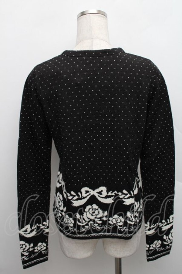 画像2: ANECDOTE axes femme / リボンバラデザインニット  黒 S-25-12-18-021-AX-TO-HR-ZS (2)