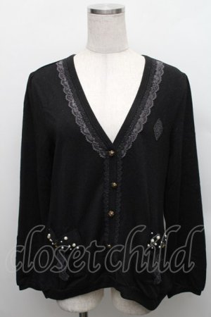 画像: axes femme / リボンポケットVネックプルオーバー  黒 S-25-12-18-024-AX-TO-HR-ZS