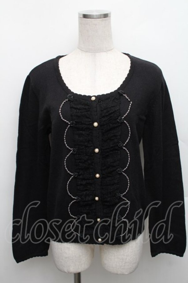 画像1: axes femme / 巻きバラレースカーディガン  黒 S-25-12-18-025-AX-TO-HR-ZS (1)