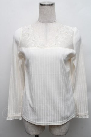 画像: axes femme / レース切替カットソー  アイボリー S-25-12-18-003-AX-BL-HR-ZS