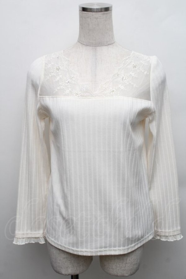 画像1: axes femme / レース切替カットソー  アイボリー S-25-12-18-003-AX-BL-HR-ZS (1)