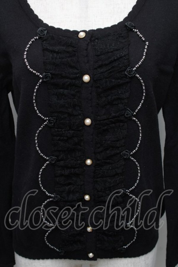 画像3: axes femme / 巻きバラレースカーディガン  黒 S-25-12-18-025-AX-TO-HR-ZS (3)