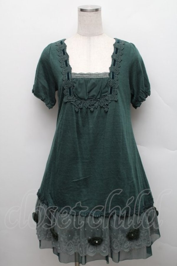 画像1: axes femme / 裾チュール切替ニットワンピース  グリーン S-25-12-18-026-AX-OP-HR-ZS (1)