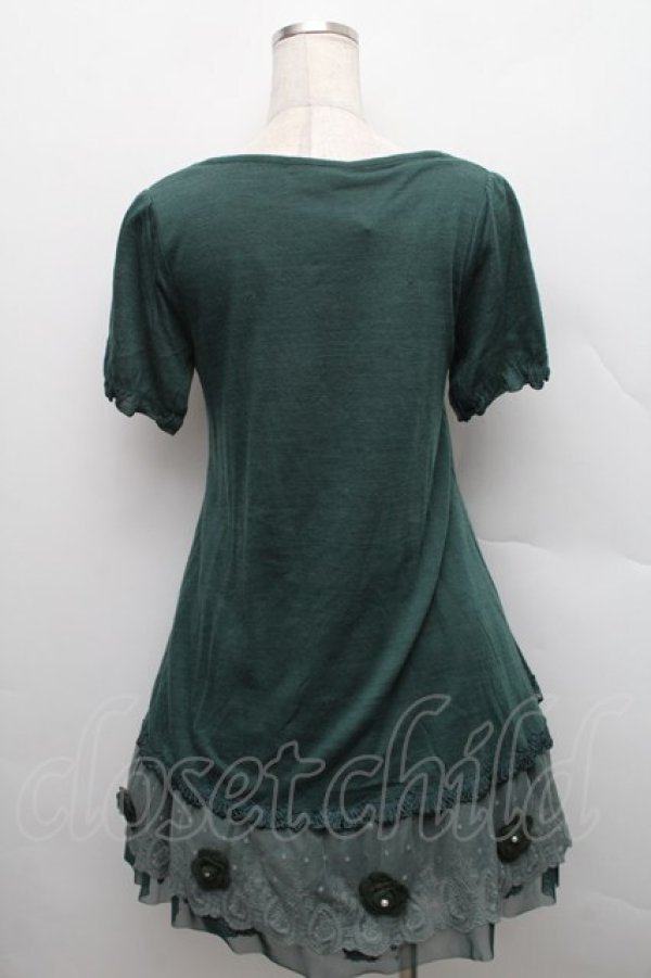 画像2: axes femme / 裾チュール切替ニットワンピース  グリーン S-25-12-18-026-AX-OP-HR-ZS (2)