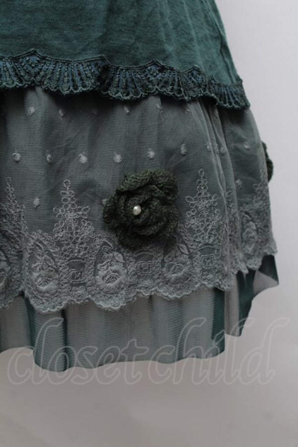 画像4: axes femme / 裾チュール切替ニットワンピース  グリーン S-25-12-18-026-AX-OP-HR-ZS (4)