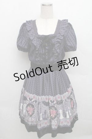 画像: axes femme / チェス柄ストライプレースワンピース  紺 S-25-12-18-027-AX-OP-HR-ZS