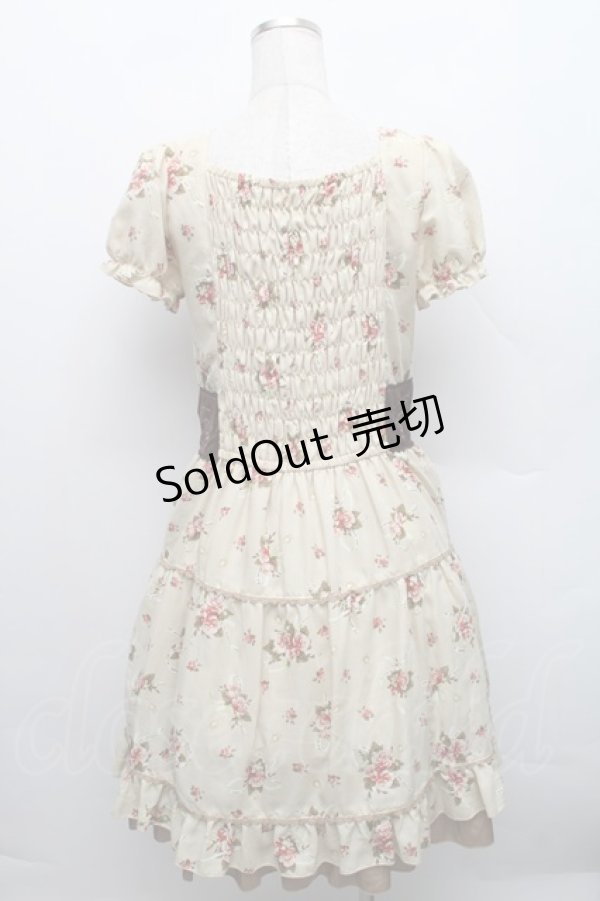 画像2: axes femme / ベロア切り替えローズリボンワンピース  ベージュ S-25-12-18-029-AX-OP-HR-ZS (2)