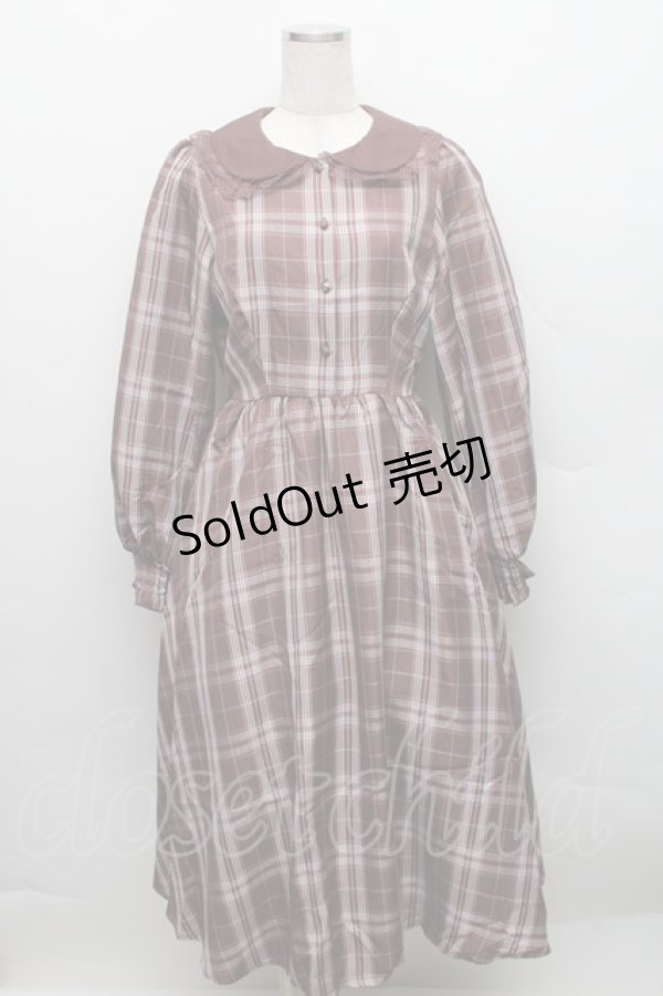 画像1: m petit by misako / マイメロチェックフレアワンピース M ブラウン S-25-12-18-030-LO-OP-AS-ZS (1)