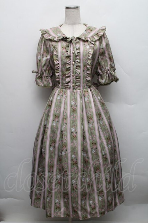 画像1: axes femme kawaii / RosyBear柄ワンピース M グリーン S-25-12-18-034-AX-OP-AS-ZS (1)