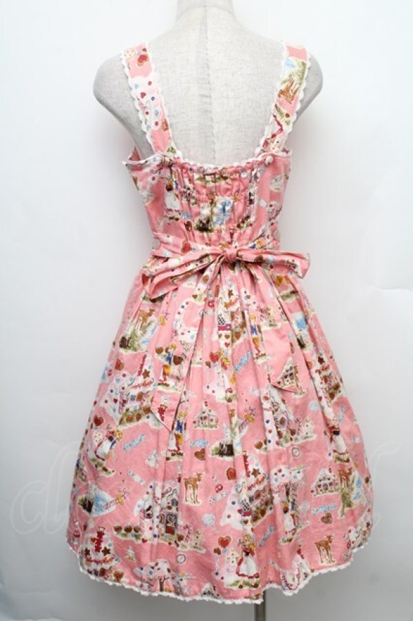 画像2: metamorphose / お菓子のお家リボン付ジャンパースカート  ピンク S-25-12-20-003-ME-OP-AS-ZS (2)