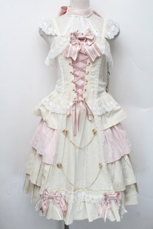 画像: ALICE and the PIRATES / Sweet Devilジャンパースカート  生成りＸピンク S-25-12-20-022-PA-OP-SA-ZS