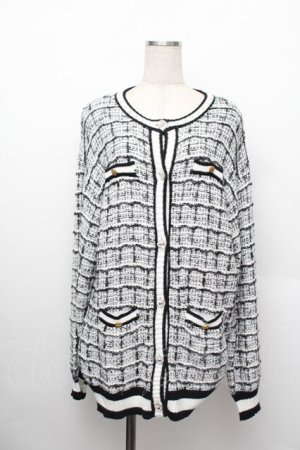 画像: Ank Rouge / ツイードニットカーデ  黒ｘ白 S-25-12-20-1010-CA-TO-HR-ZS