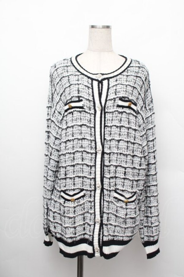 画像1: Ank Rouge / ツイードニットカーデ  黒ｘ白 S-25-12-20-1010-CA-TO-HR-ZS (1)