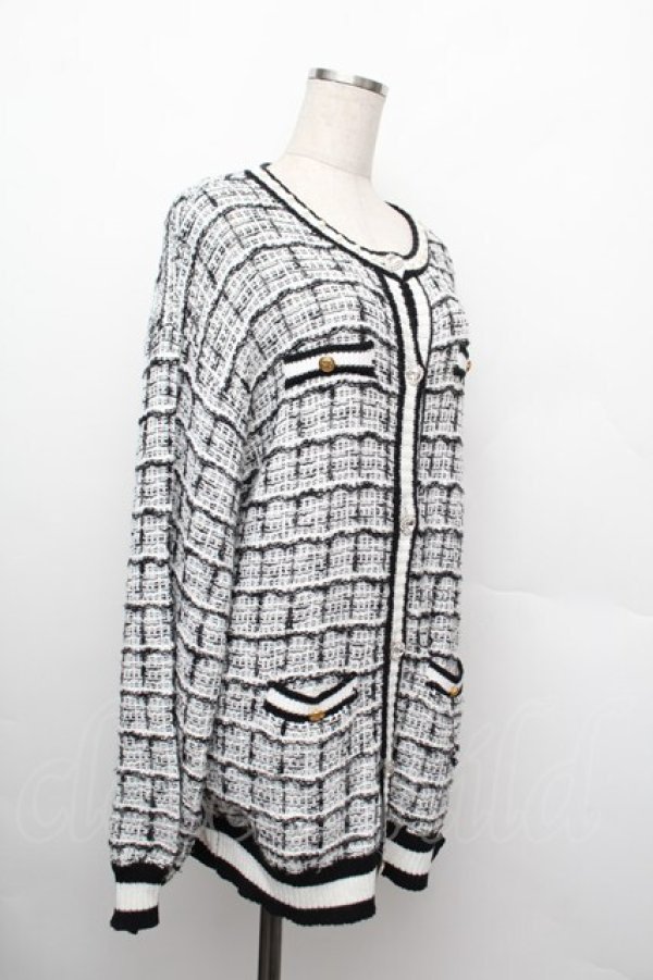 画像3: Ank Rouge / ツイードニットカーデ  黒ｘ白 S-25-12-20-1010-CA-TO-HR-ZS (3)