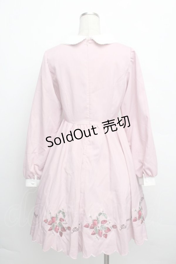 画像2: Ank Rouge / いちご刺繍長袖ワンピース  ピンク S-25-12-20-1014-CA-OP-HR-ZS (2)
