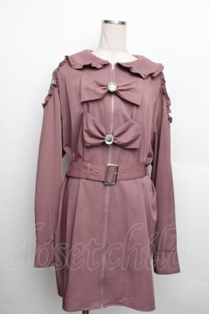 画像: Ank Rouge / ビジューリボンZIPワンピース  ピンク S-25-12-20-1015-CA-OP-AS-ZS