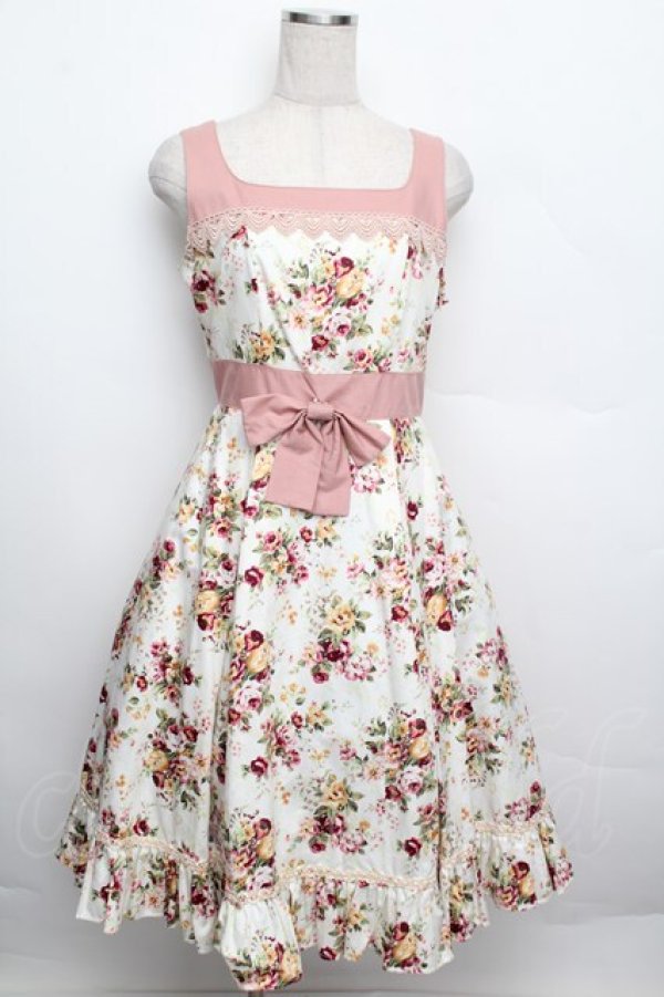 画像1: Victorian maiden / ロココブーケフリルジャンパースカート  ロココローズ S-25-12-20-1016-CL-OP-AS-ZS (1)