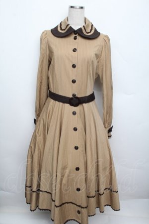 画像: Innocent World / ストライプサーキュラーフレアーワンピース  ベージュ S-25-12-20-1021-IW-OP-AS-ZS