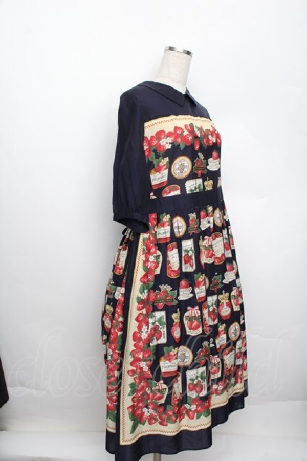 画像3: Jane Marple / Strawberry label scarfのタブリエドレス  ネイビー S-25-12-20-1026-JM-OP-HR-ZS (3)