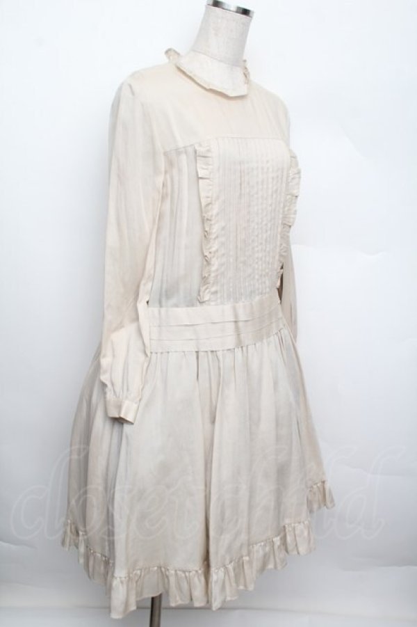 画像3: Jane Marple / ピンタックフリルワンピース  ベージュ S-25-12-20-1027-JM-OP-AS-ZS (3)