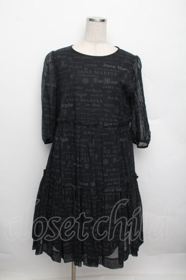 画像1: Jane Marple / シアーロゴのコットドレス  黒 S-25-12-20-1029-JM-OP-AS-ZS (1)