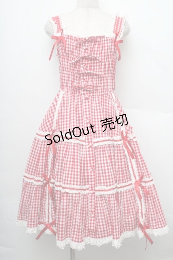 画像1: metamorphose / ギンガムシャーリングジャンパースカート  赤ｘ白 S-25-12-20-005-ME-OP-AS-ZS (1)