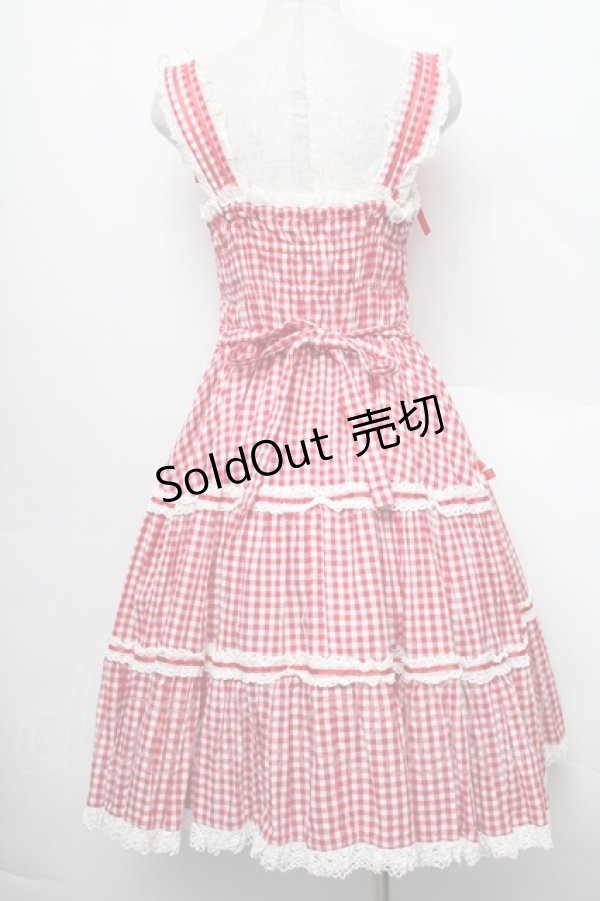 画像2: metamorphose / ギンガムシャーリングジャンパースカート  赤ｘ白 S-25-12-20-005-ME-OP-AS-ZS (2)