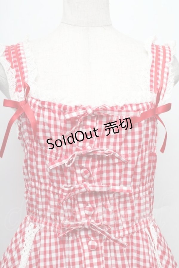 画像3: metamorphose / ギンガムシャーリングジャンパースカート  赤ｘ白 S-25-12-20-005-ME-OP-AS-ZS (3)