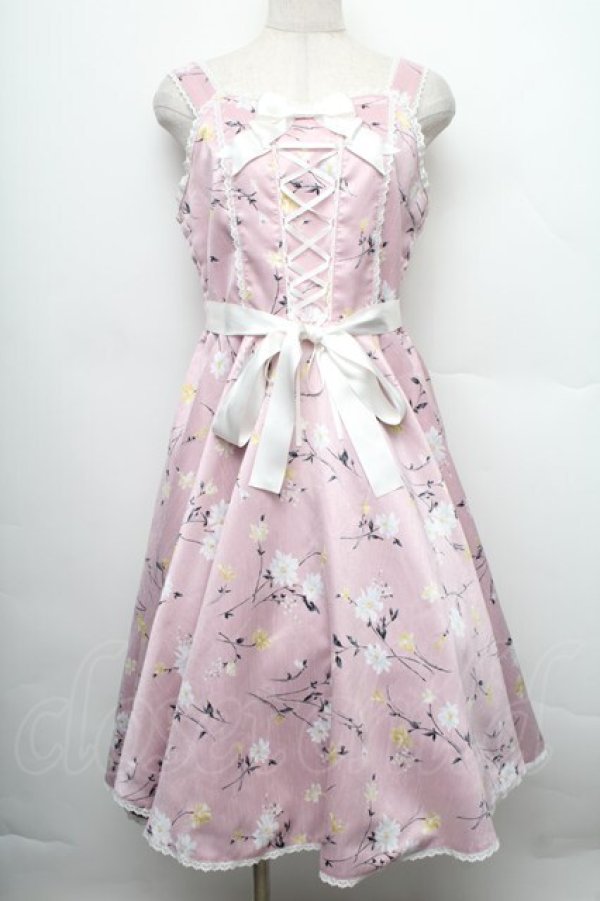 画像1: metamorphose / リボンサーキュラージャンパースカート（フラワー） 1 ピンク S-25-12-20-006-ME-OP-AS-ZS (1)