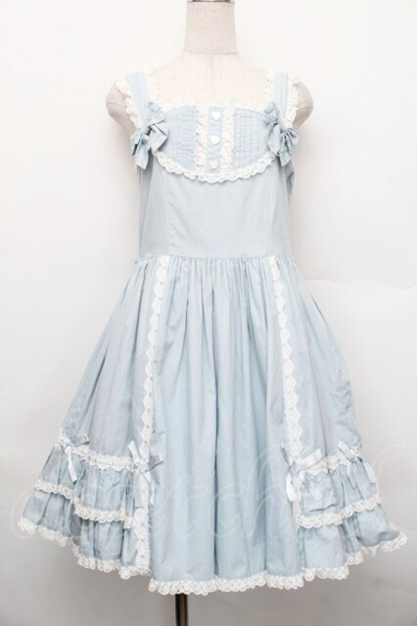 画像1: metamorphose / 裾フリルジャンパースカート（水玉）  サックス S-25-12-20-008-ME-OP-HR-ZS (1)