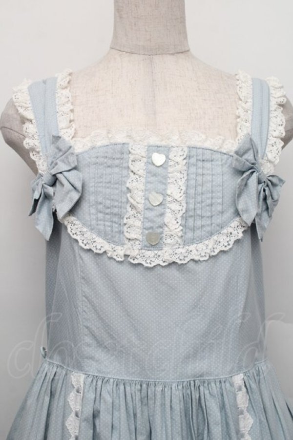 画像3: metamorphose / 裾フリルジャンパースカート（水玉）  サックス S-25-12-20-008-ME-OP-HR-ZS (3)