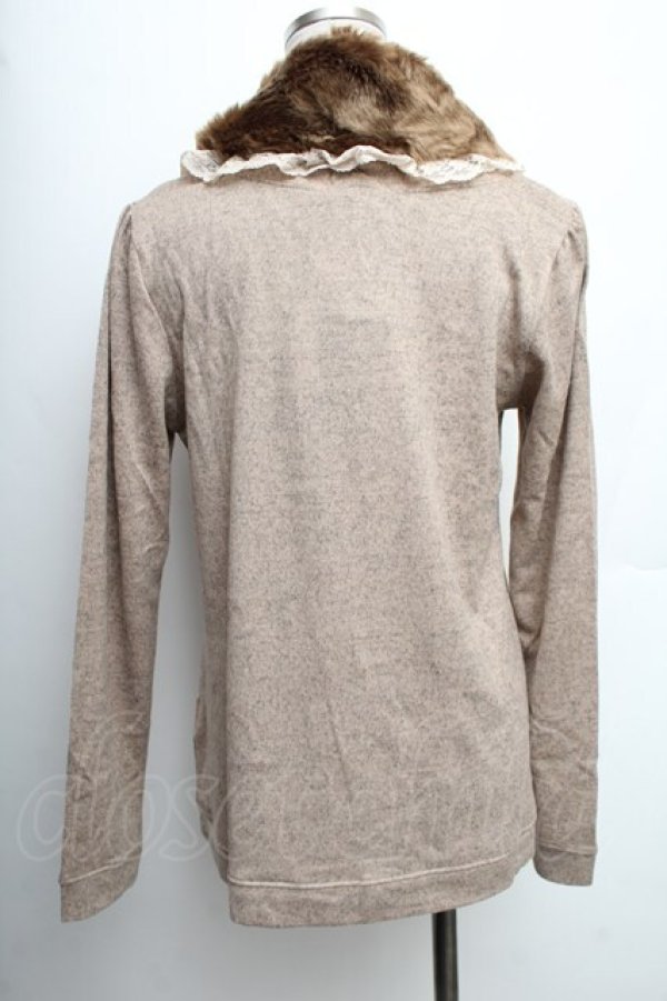 画像2: axes femme / ファーティペット付花柄プルオーバー  ブラウン S-25-12-21-043-AX-TO-HR-ZS (2)