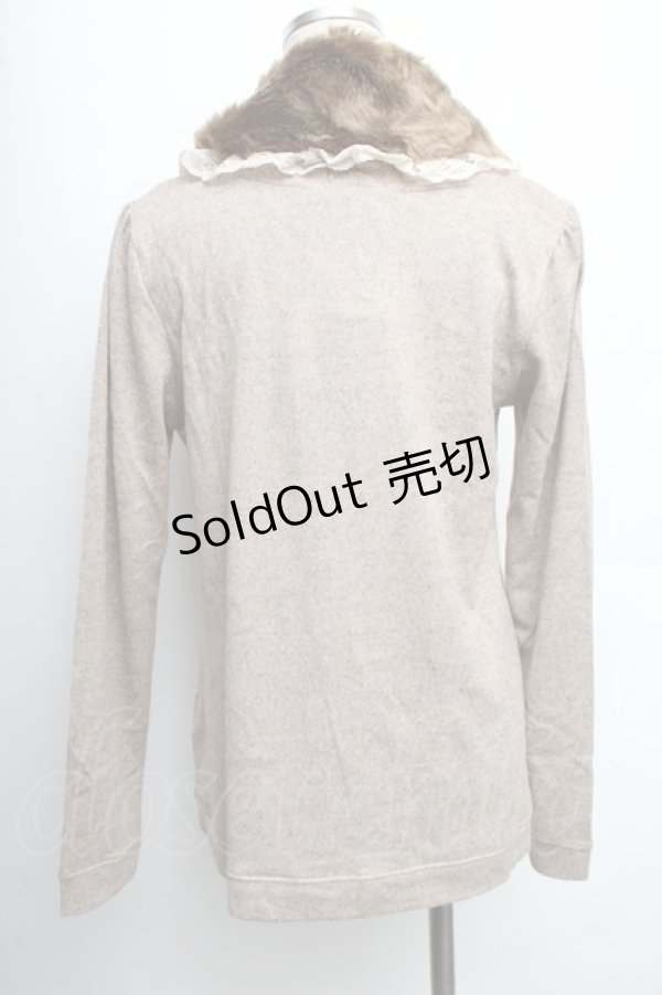 画像2: axes femme / ファーティペット付花柄プルオーバー  ブラウン S-25-12-21-043-AX-TO-HR-ZS (2)