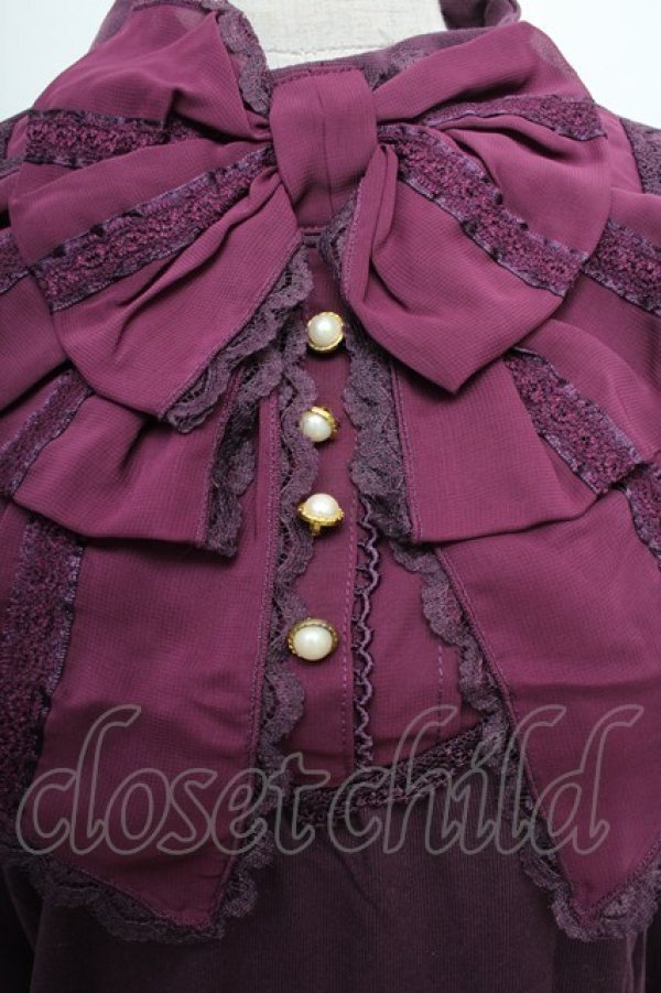 画像3: axes femme / BIGリボンカットソー  パープル S-25-12-21-045-AX-TO-HR-ZS (3)