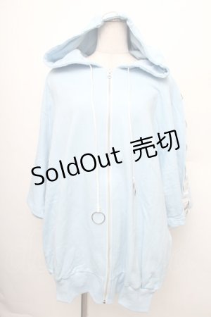 画像: REFLEM / Dリングロゴテープ半袖ZIPパーカー  サックス S-25-12-21-046-PU-TO-HR-ZS