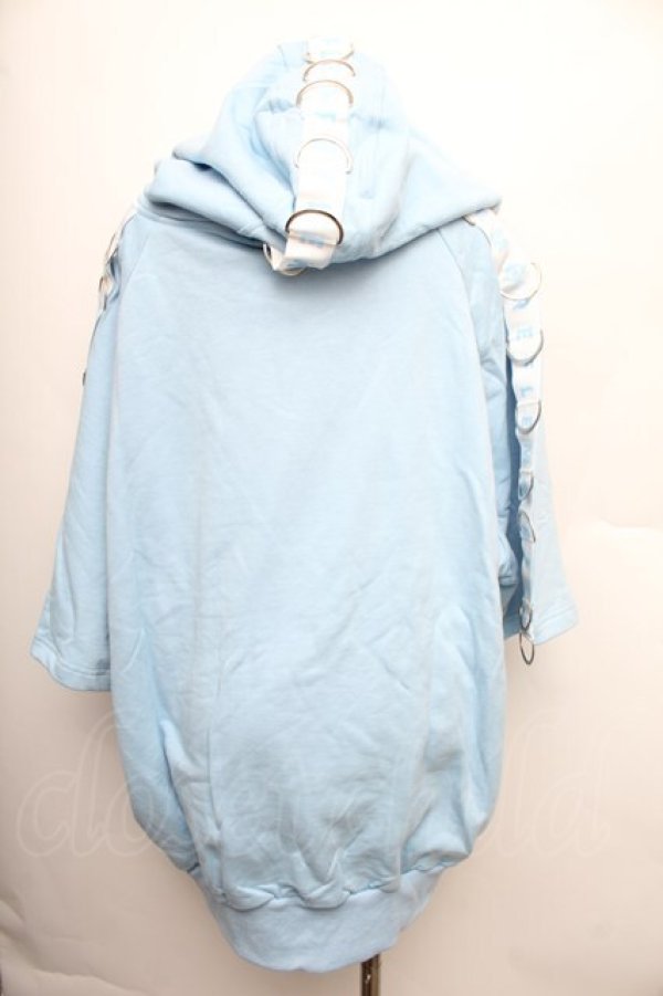 画像2: REFLEM / Dリングロゴテープ半袖ZIPパーカー  サックス S-25-12-21-046-PU-TO-HR-ZS (2)