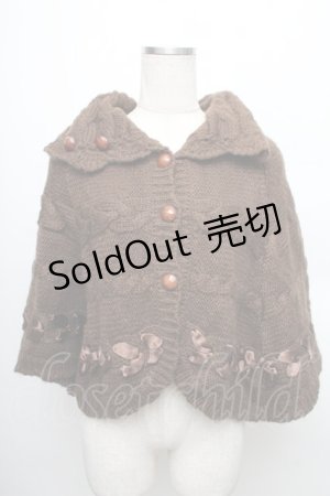 画像: axes femme / リボン通しポンチョ  ブラウン S-25-12-21-048-AX-JA-HR-ZS