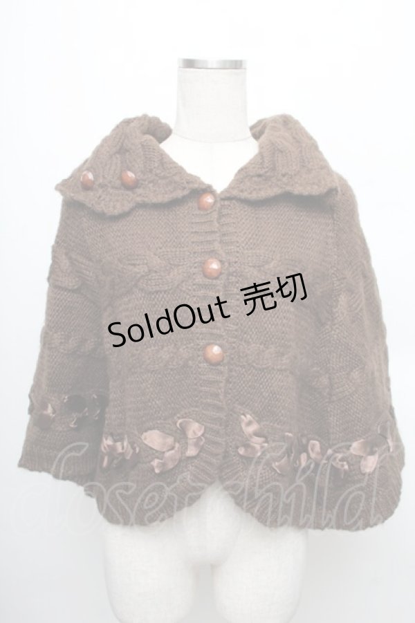 画像1: axes femme / リボン通しポンチョ  ブラウン S-25-12-21-048-AX-JA-HR-ZS (1)