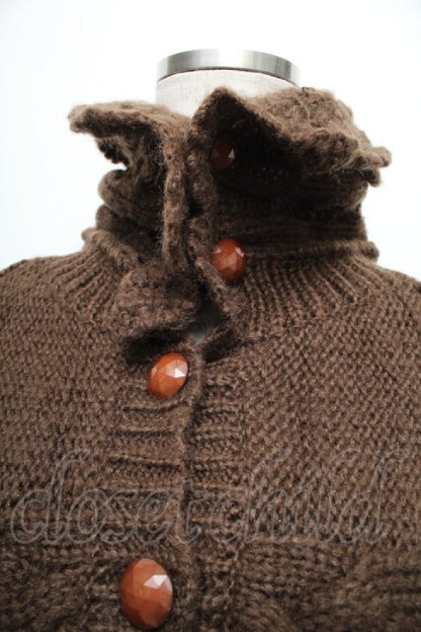 画像4: axes femme / リボン通しポンチョ  ブラウン S-25-12-21-048-AX-JA-HR-ZS (4)