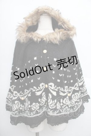 画像: axes femme / パネル柄ニットポンチョ  黒 S-25-12-21-049-AX-CO-HR-ZS