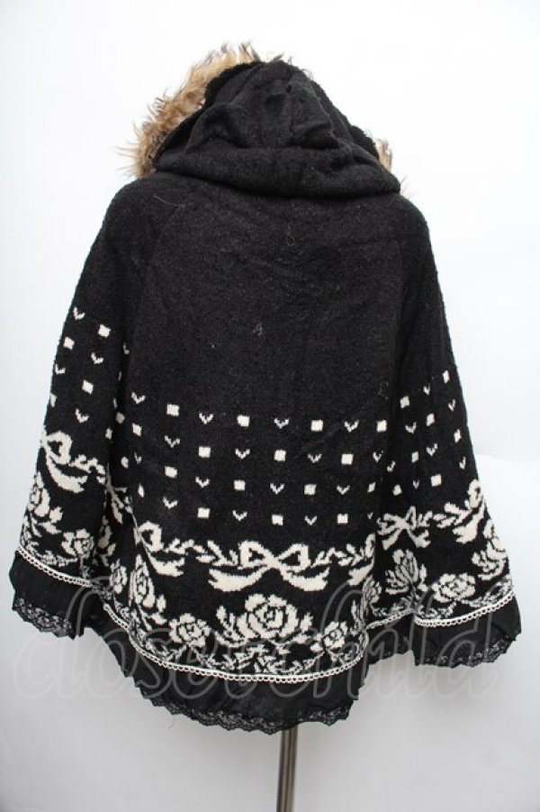 画像2: axes femme / パネル柄ニットポンチョ  黒 S-25-12-21-049-AX-CO-HR-ZS (2)
