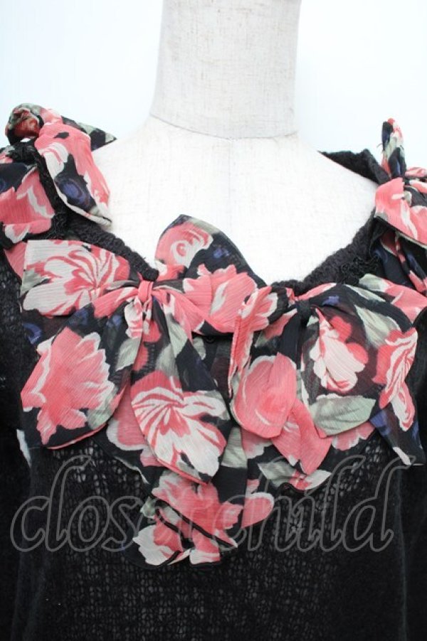 画像3: axes femme / 花柄リボンニット  黒 S-25-12-21-051-AX-TO-HR-ZS (3)