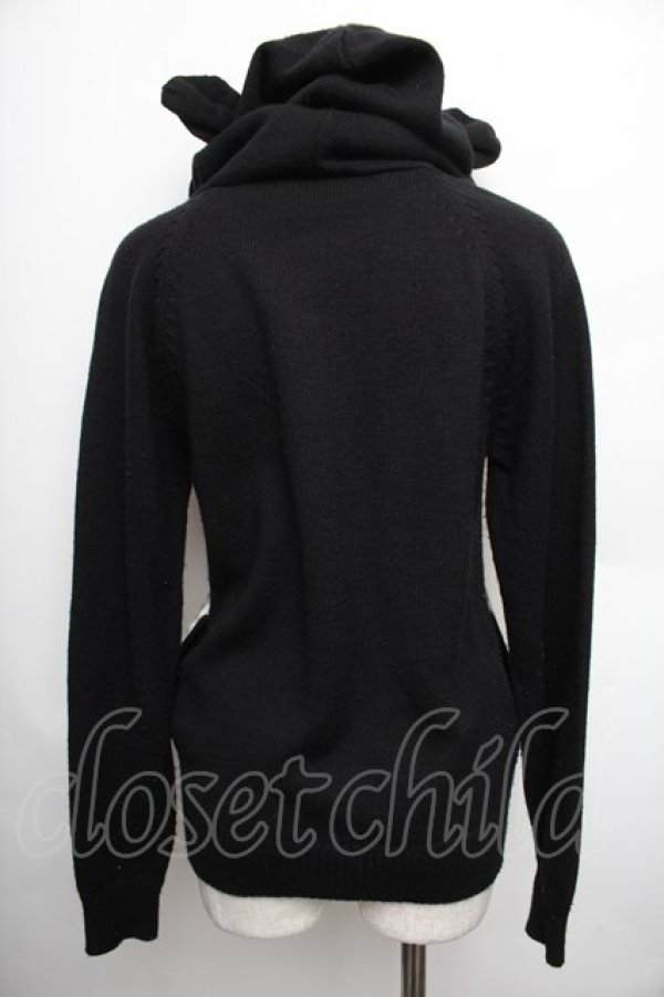 画像2: PEACE NOW / フード付レオパードカーディガン  黒ｘベージュ S-25-12-21-052-PU-CO-HR-ZS (2)