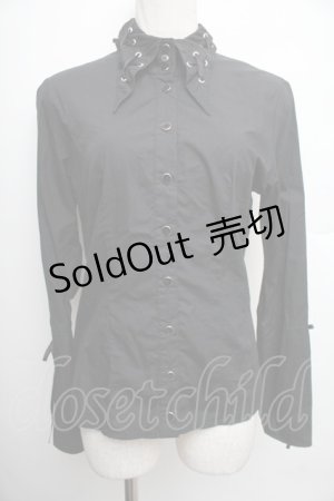 画像: PEACE NOW / レースアップブラウス  黒 S-25-12-21-054-PU-BL-HR-ZS