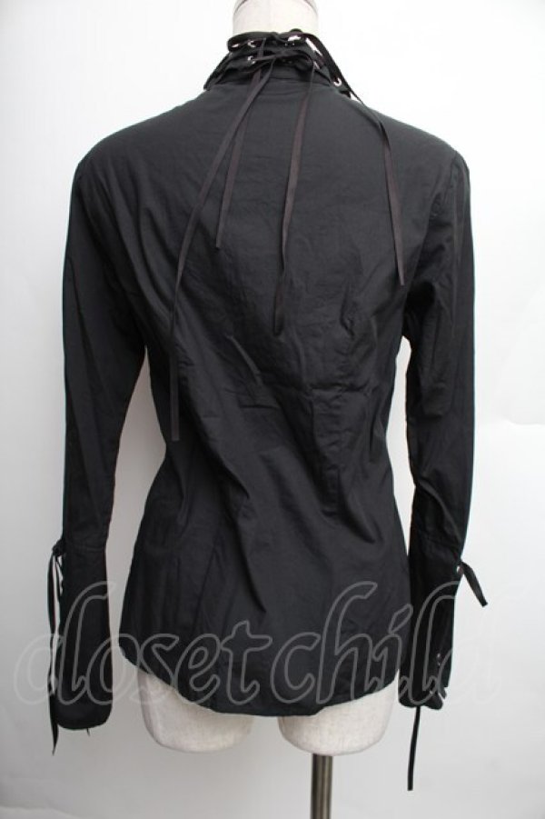 画像2: PEACE NOW / レースアップブラウス  黒 S-25-12-21-054-PU-BL-HR-ZS (2)