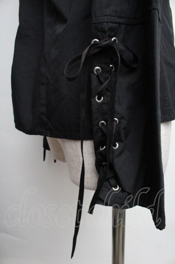 画像3: PEACE NOW / レースアップブラウス  黒 S-25-12-21-054-PU-BL-HR-ZS (3)