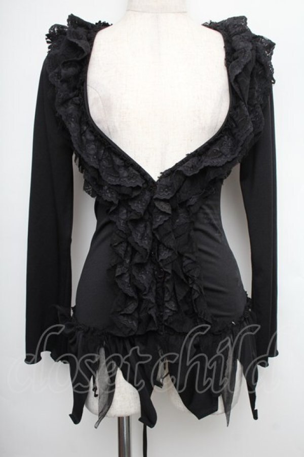 画像1: h.naoto Blood / フリルレースボレロ  黒 S-25-12-21-055-HN-TO-HR-ZS (1)