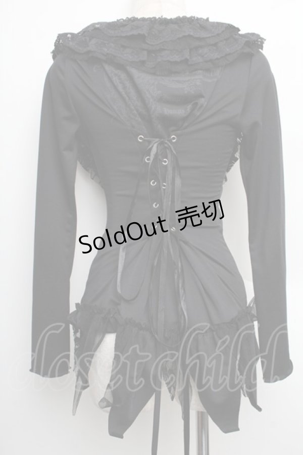 画像2: h.naoto Blood / フリルレースボレロ  黒 S-25-12-21-055-HN-TO-HR-ZS (2)