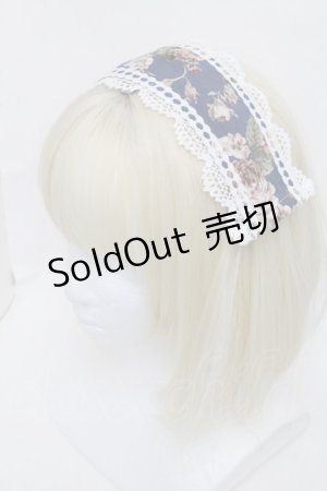 画像: hiroko tokumine / 花柄ヘッドドレス  紺 S-25-12-21-008-LO-AC-AS-ZS