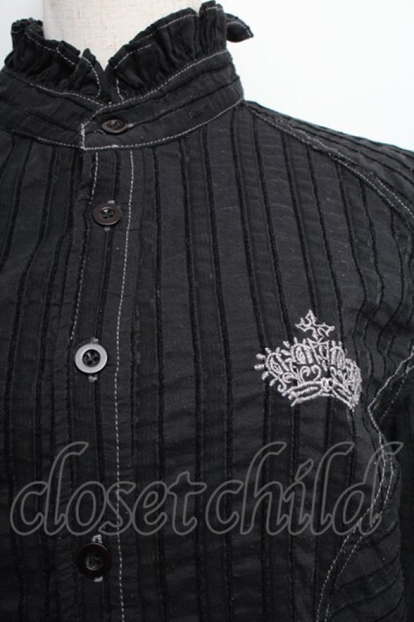 画像3: ALGONQUINS / クラウン刺繍ブラウス  黒 S-25-12-21-056-AL-BL-HR-ZS (3)